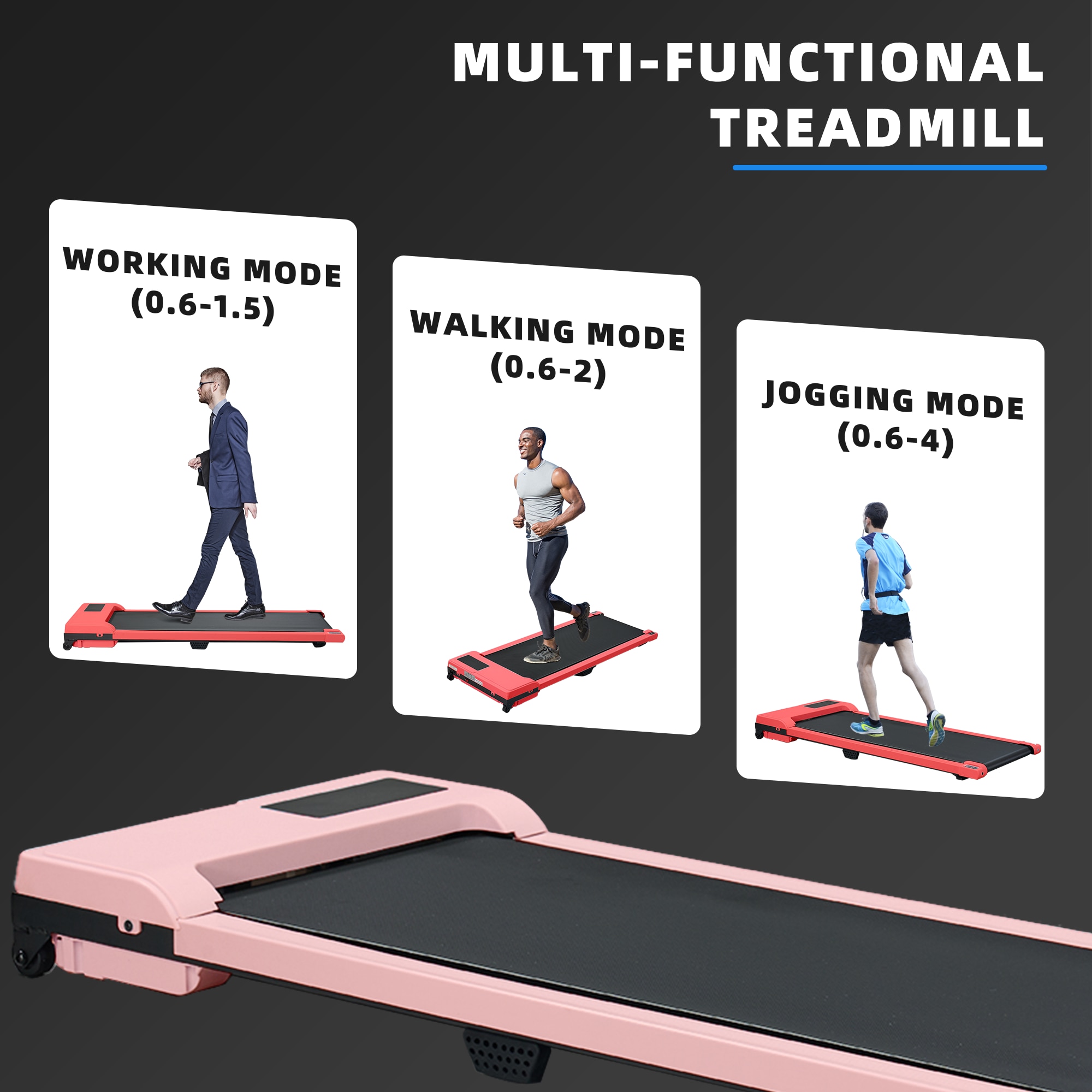 Walking Pad With Quiet 2.0 HP Brushless Motor, Countdown Modes, Spacious Running Area, 220 Lbs Weight Capacity For Home Or Office Workouts, 3 In 1 Portable Treadmill Walking, Pink_voghion.com